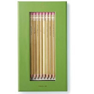 ♠️Kate Spade New York Pencil Set, Gold w/Sayings